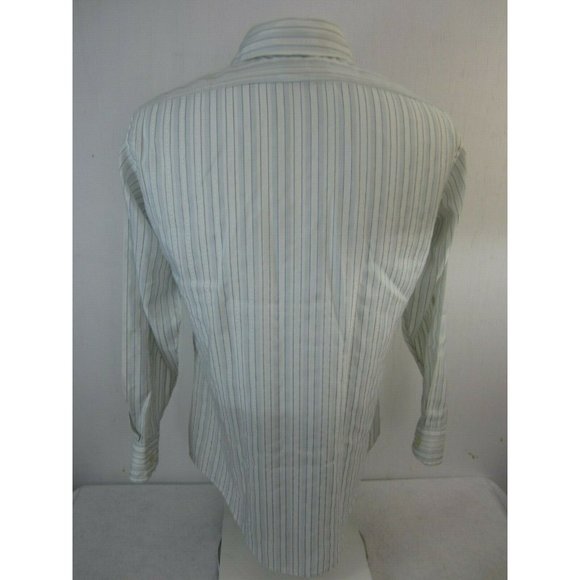 JCPenney Satin Touch vintage 70s Men Dress Shirt long sleeve 15.5-32 blue stripe - Picture 8 of 11